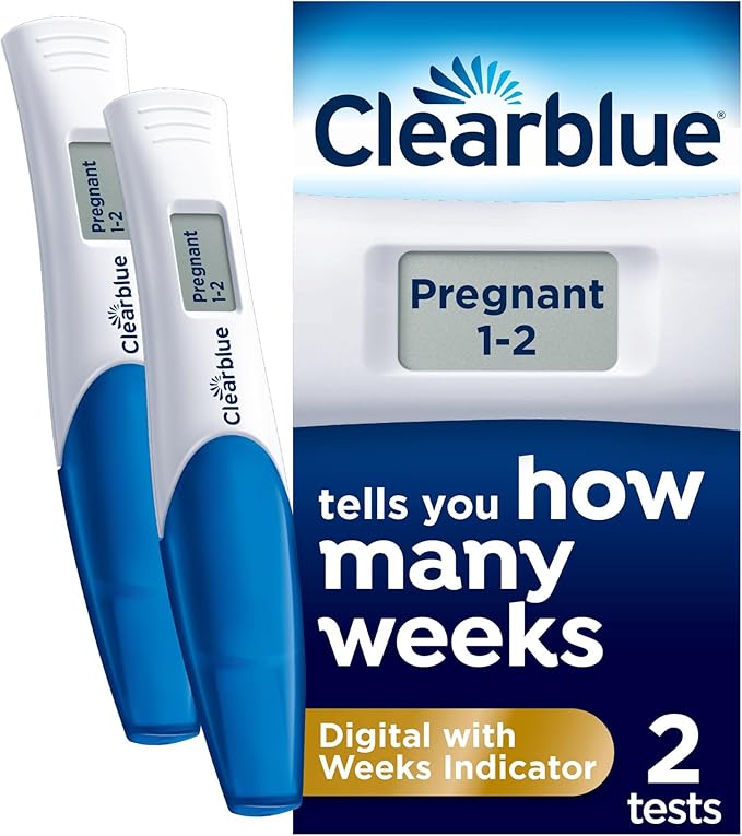 Clearblue Digital Pregnancy Test with Weeks Indicator - 2 Tests and Packaging